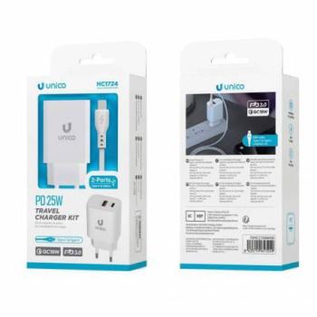 Cargador Dual USB A+C 25W con Cable C HC1724