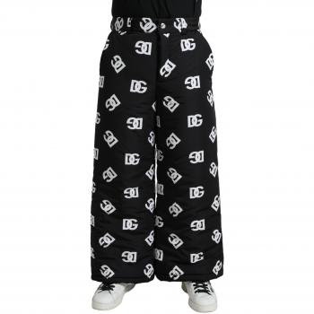 Dolce & Gabbana Black Logo DG Print Wide Leg Pants - IT48 | M