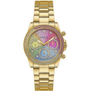 Guess Gold Stainless Steel Colorful Dial Watch, Multicolor female, Size: ONE SIZE