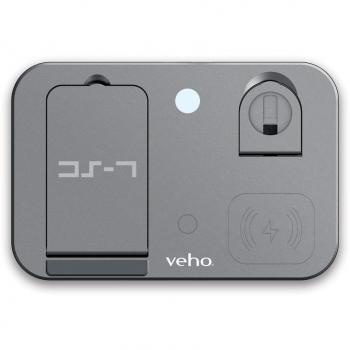Estación de carga inalámbrica Veho DS-7 Qi 10W para Smartphone, Smartwatch y Tablet con USB Tipo C - Color Plata
