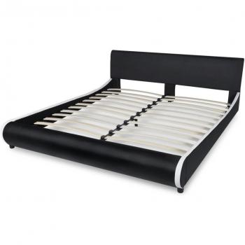 vidaXL Cama con revestimiento de cuero artificial 180 cm negro