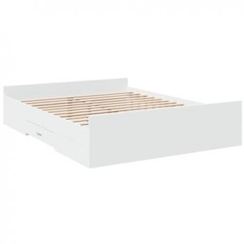 Estructura de cama con cajones de madera ingeniería blanca 160x200 cm