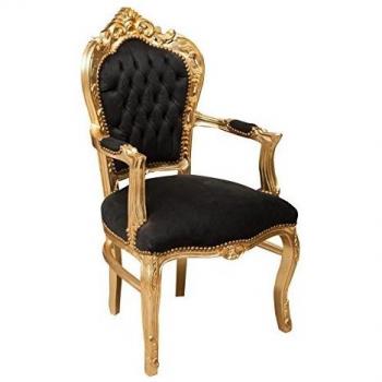 Sillón Luis XVI de Madera Maciza de Haya con Acabado en Oro Antiguo - Sillón Barroco para Salón y Entrada 60x107