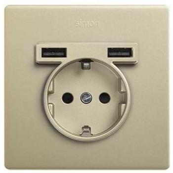 Kit Monoblock Schuko Simon 27190610-097 con 2 cargadores USB, 1 elemento, color bronce
