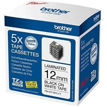 Brother TZE-231M5 Cinta para Impresora de Etiquetas Negro sobre Blanco Pack de 5