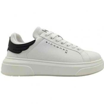 Richmond Minimal Leather Sneaker, White male, Size: 8 UK / Size: 9 US