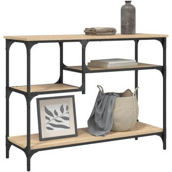 Mesa consola con estantes 100x35x75 cm Negro, Roble Sonoma, Roble ahumado para Salón y Entrada, Mueble Recibidor Mesita Auxiliar