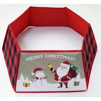 Falda para base de árbol de Navidad en tela de yute y fieltro