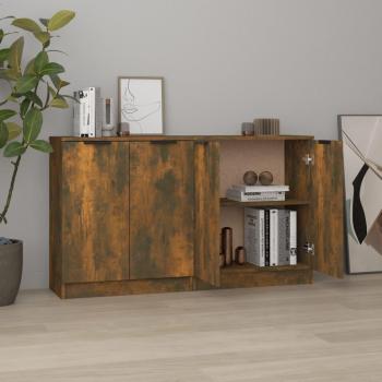 Aparadores vidaXL 2 uds madera contrachapada roble ahumado 60x30x70 cm Mueble de Almacenaje de Salón, Buffet para salón Moderno, Armario Auxiliar, Armario de Al