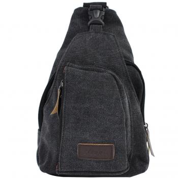 PsmGoods® Hombro mochila Sling pecho senderismo mochila cross body bag ocio lienzo bolsillo bolsa de viaje mochila pecho bolsa Sling para escuela ciclismo ciclismo de senderismo camping deporte, Black Large