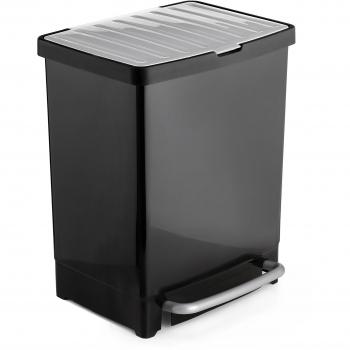 Tatay Cubo de Reciclaje con Pedal, Negro, Capacidad 25L (17+8L), Dimensiones 33.50x31.00x42.00 cm