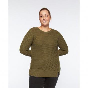 Jersey Trenzado Fiorella Rubino - Elegante y Moderno con Detalle de Escote Redondo
