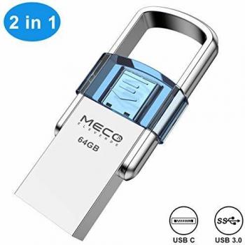 MECO ELEVERDE Pendrive OTG 64 GB USB 3.0 Tipo C con Cubierta Protectora Memoria USB 64 GB Flash Drive USB C Memory Stick Interfaz USB 3.1& 3.0 Compatible con Type C Samsung, iPhone Not Compatible