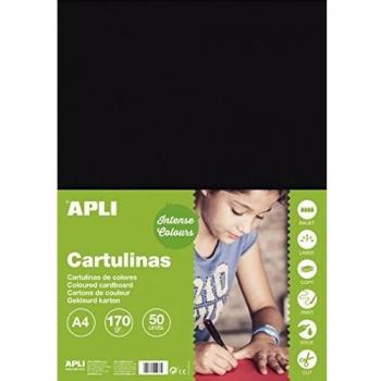 Cartulina Apli Negra A4 170g 50 Hojas