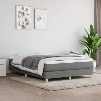 Cama box spring suave con colchón de tela gris oscuro 140x200 cm