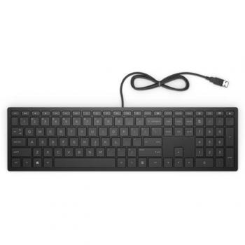 Teclado HP Pavilion 300 Negro - Teclado de membrana, diseño compacto, retroiluminación blanca, conexión USB, compatible con Windows