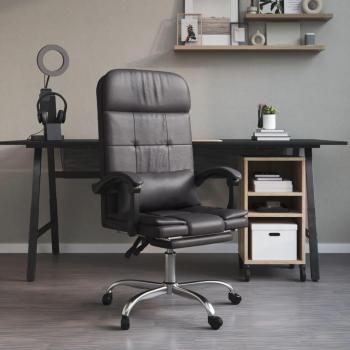 Silla de oficina reclinable de masaje en cuero sintético gris vidaXL