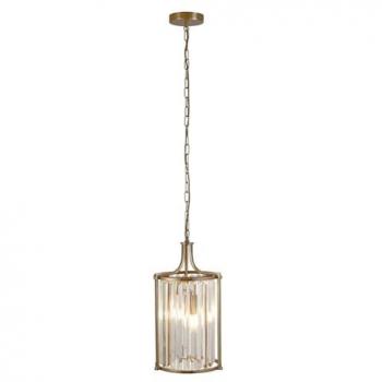 Lámpara Colgante Victoria de 2 Luces en Latón Antiguo y Cristal Transparente