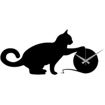 Reloj de Pared Gato 3 - Metal Negro - 50x0,15x23 cm