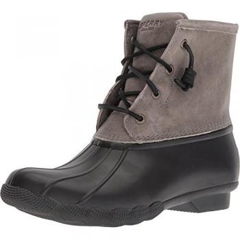 Sperry Women's Saltwater Mid Fashion Boot - Black Leather, Size UK 4