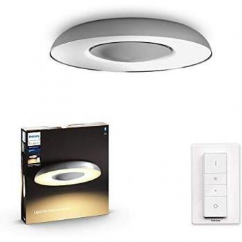 Lámpara Plafón Inteligente Philips Hue Still 32W, Ambiance Blanca, Control Bluetooth y App, Aluminio