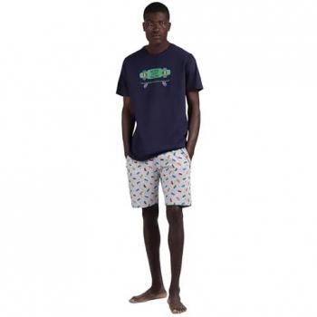 Pijama Manga Corta Never Stop Rolling para Hombre - Algodón Marino S