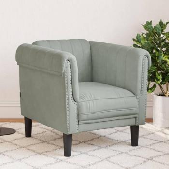 Sillón de terciopelo gris claro Vidaxl con estructura resistente, tapizado en terciopelo suave, diseño moderno y elegante, patas de madera duraderas y cojín acolchado para mayor comodidad