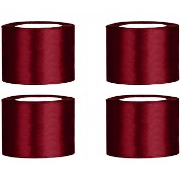SiDeSo 100 m (4 x 25 m rollo) con lazo de satén rojo 50 mm de ancho banda Schleifenband antena cinta de regalo