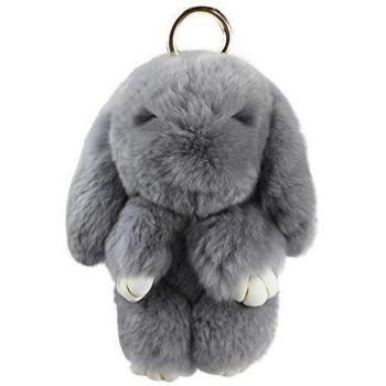Baocore puerta llave original Animales colgante de bolsa conejo puerta llave coche Mujer puerta llave piel artificial colgante bolso puerta llave forro conejo 18 cm negro blanco/gris gris Talla única