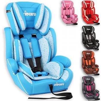 Silla de Coche Kiduku Creciente, 9-36 kg (1-12 años), Grupo 1/2/3, ECE R44/04, Azul Claro / Blanco