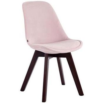 Silla de Comedor Borneo V2 en Terciopelo Rosa con Estructura de Nogal