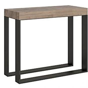 Consola Extensible Elettra Small Premium 90x40/196 cm Roble Natural con Estructura Antracita