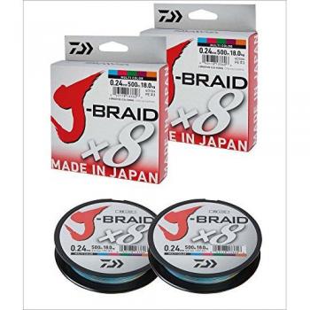 Línea de pesca Daiwa J-Braid 8 Trenzado 0,18 mm, 12,0 kg/26,5 lbs, 300 m Multicolor (pack doble)