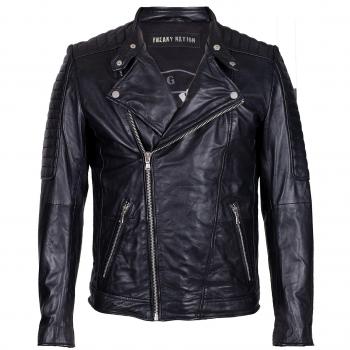 Chaqueta de cuero para hombre Crossover-FN, talla XL, negra, 100% cuero exterior y 100% algodón interior