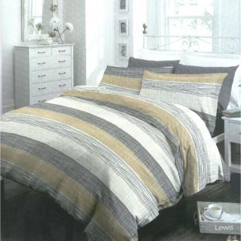 Comptoir du Linge Lewis funda de edredón 240 x 260 x cm + 2 fundas de almohada de 65 x 65 cm, algodón), color gris y beige