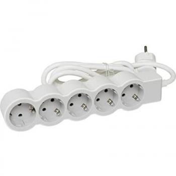 Legrand, Regleta plana, 5 tomas, multitoma, 1,5 metros de longitud de cable, color blanco y gris, 694555