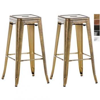 Set de 2 Taburetes de Bar Industriales Joshua V2 Dorado con Apoyo para Pies