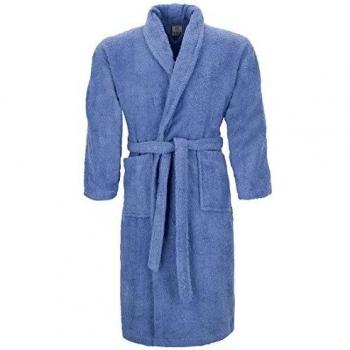 Burrito Blanco Albornoz de Ducha Liso para Hombre y Mujer con Cuello de Esmoquin Talla M, Azul