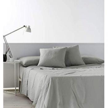 NATURALS Encimera de Lino Gris Pálido Cama 90 cm