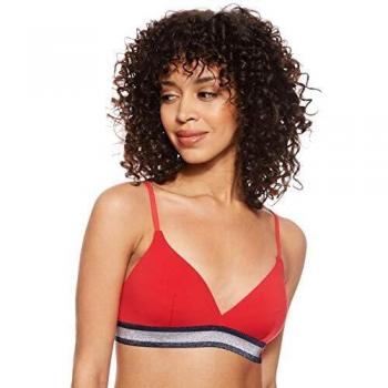 Tommy Hilfiger Triangle Bra Parte de Arriba de Bikini, Rojo