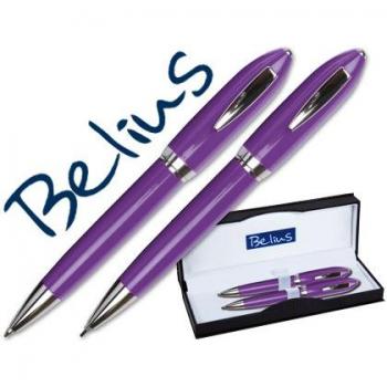 JUEGO BELIUS BOLIGRAFO Y PORTAMINAS 2049 VIOLETA MALAGAEN ESTUCHE