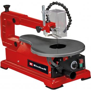 Sierra de calar Einhell TC-SS 406 E - 120 W, longitud de hoja 127 mm, altura de corte 50 mm, mesa inclinable a 47°, velocidad variable, incluye 2 hojas