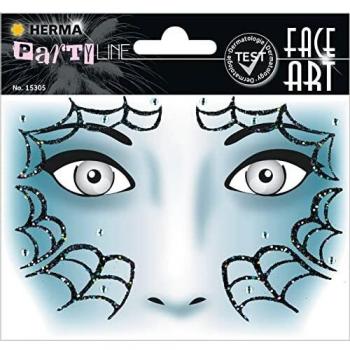 Pegatinas Faciales Herma 15305 - Diseño de Araña, Dermatológicamente Probadas, Temporales para Carnaval y Halloween