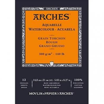 Bloc Enc 14,8x21 12H Arches Aquarelle 100% Grueso 300g Blanc Nat