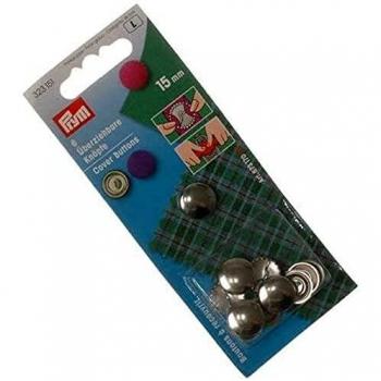 Prym Botones Sin Herramientas, Metal, Plata, 24'' 15 mm, 6