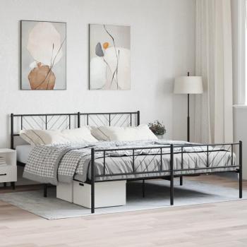 vidaXL Metal Bed Frame without Mattress with Footboard Black 193x203cm
