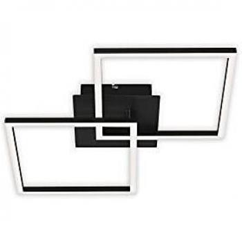 Plafón LED Frame 2 luces regulable, negro, cálido, 62x36.8x7.3 cm
