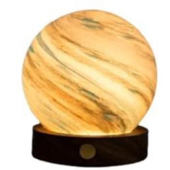 Personalized Gingko AstraGlass Mini Lamp - Polar Cloud | Hand-Blown Glass | RGB & Warm LED | Touch Control | Rechargeable | Walnut Base