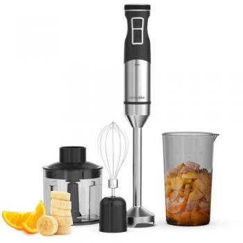 Batidora de Mano Potente 2300W Negra con Accesorios - Turbo, 9 Velocidades y Cuchillas de Acero Inoxidable - Incluye Picador, Vaso y Varillas - Pica y Tritura