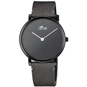 Reloj Lotus Minimalista 18780/4 para Mujer con Correa de Cuero Gris y Caja de Acero Inoxidable 316L Negro